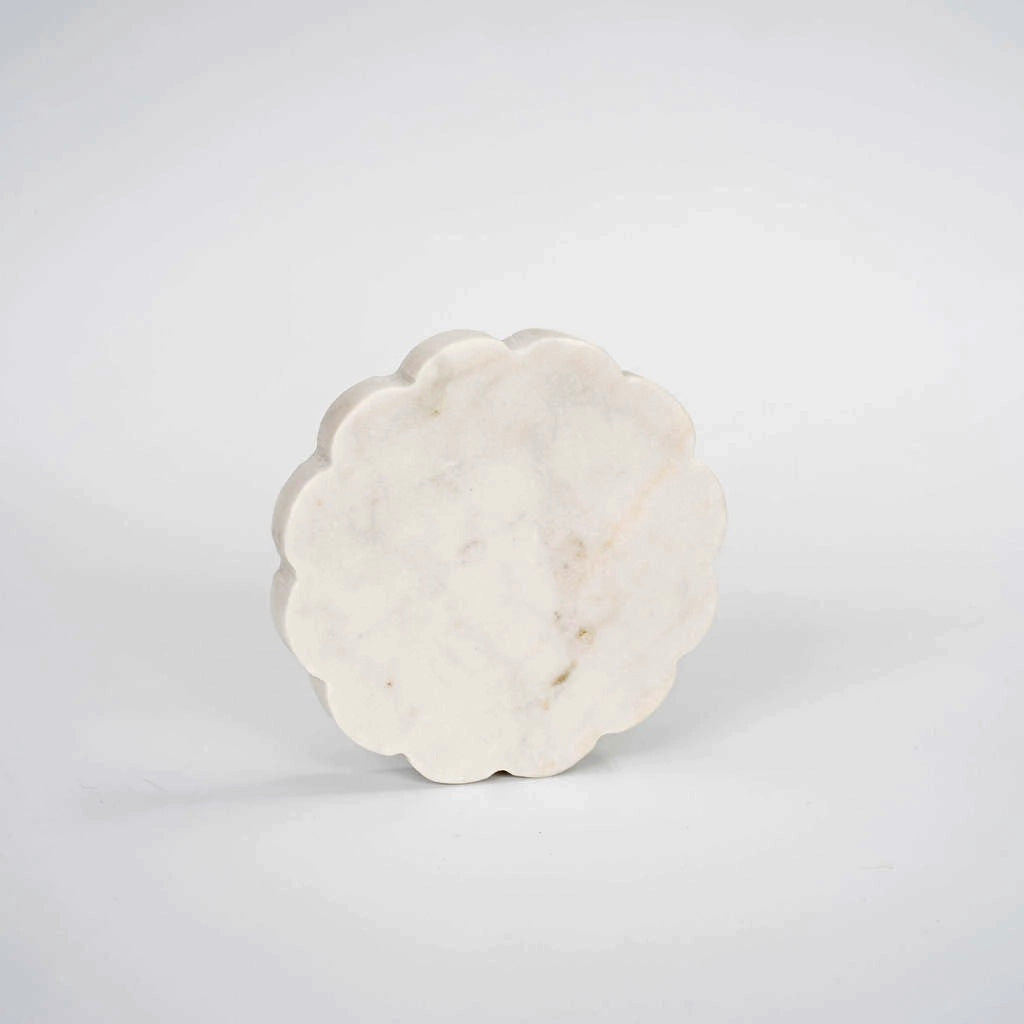 White Marble Scalloped Coaster