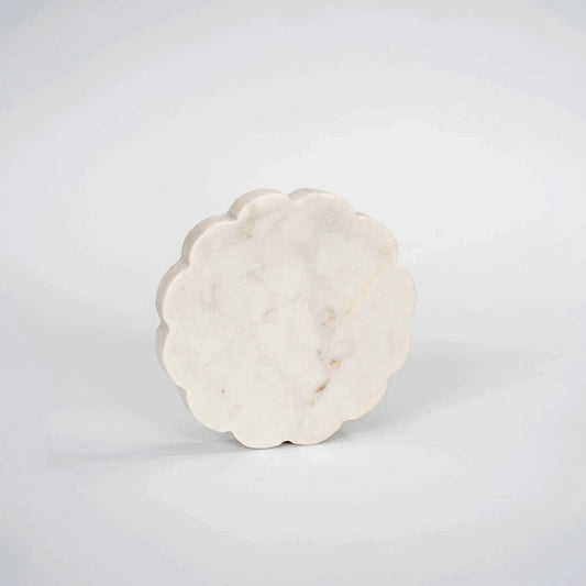 White Marble Scalloped Coaster
